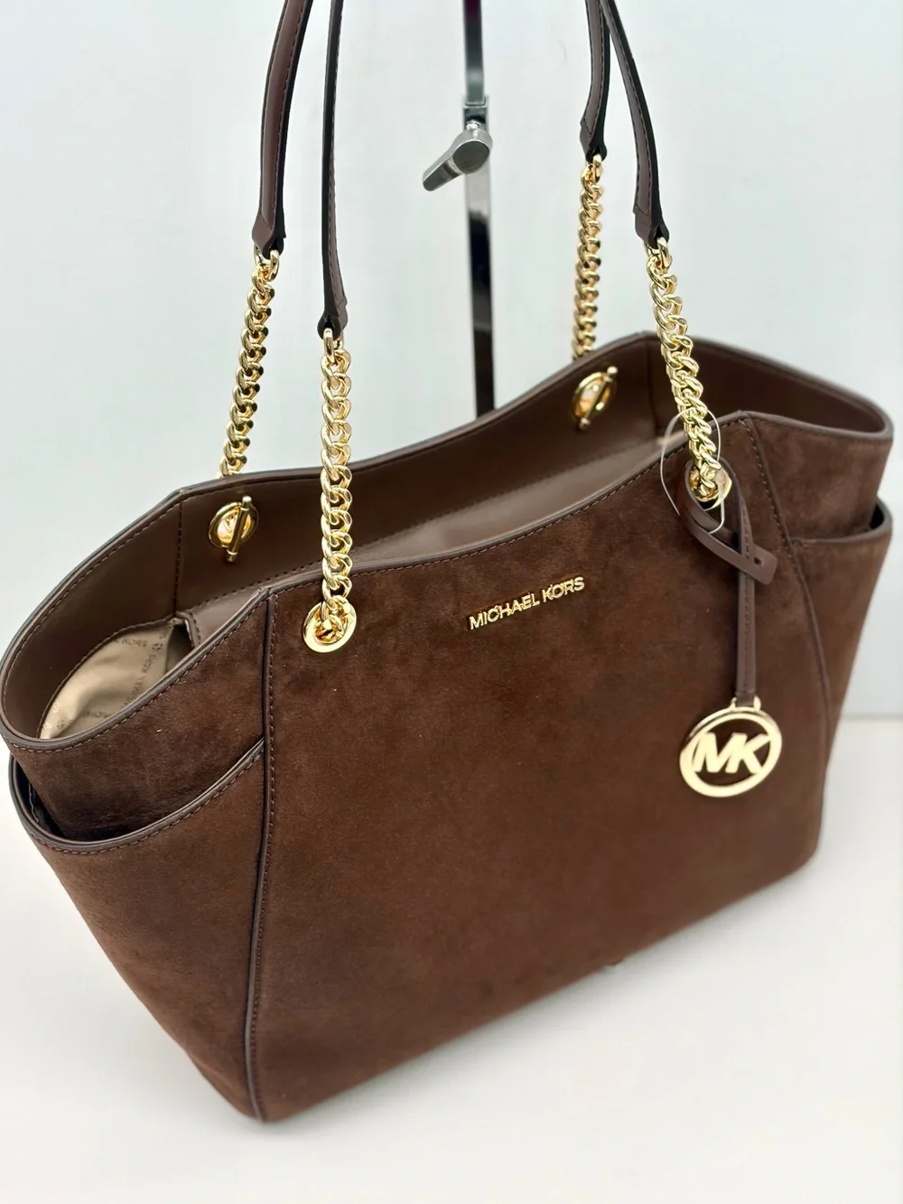 Michael Kors Jet Set Travel Suede Chain Tote Shoulder Bag